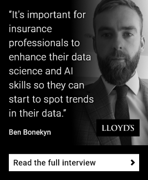 It's important for insurance professionals to enhance their data science and AI skills so they can start to spot trends in their data. Ben Bonekyn.